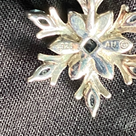 Diamond & Blue Sapphire Snowflake Necklace - Picture 4 of 8